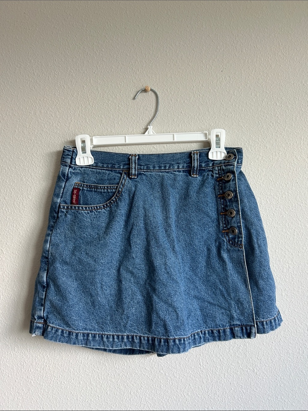 Vintage UNIONBAY Blue Denim Skort with Side Buttons